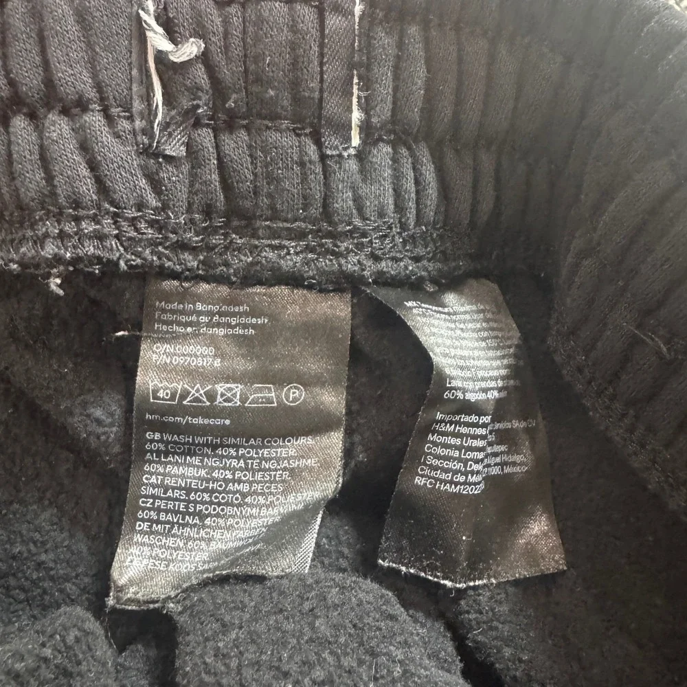 Mens Black Fleece Lined Joggers Drawstring Sweatpants Small